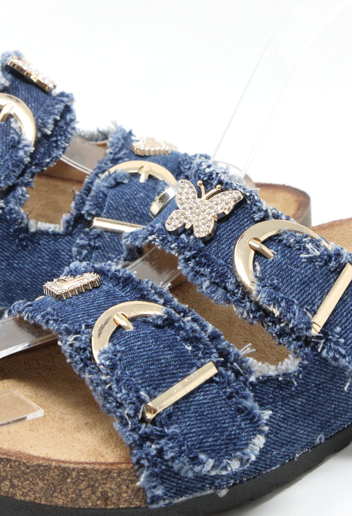 Gem Studded Denim Sandals
