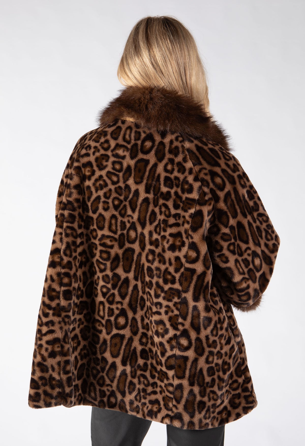 Leopard Print Faux Fur Coat, view 6 – Pamela Scott