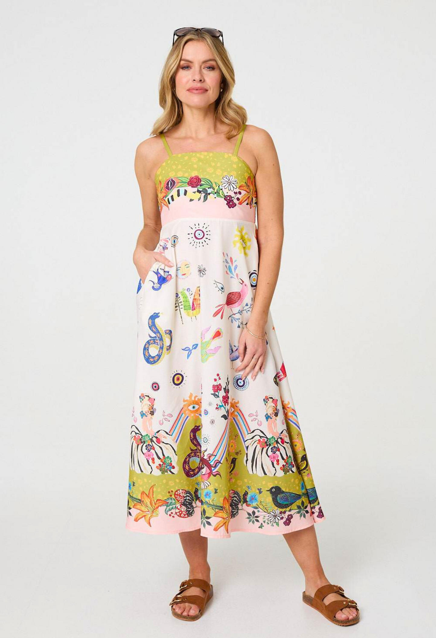 Tropical Printed Midi Dress