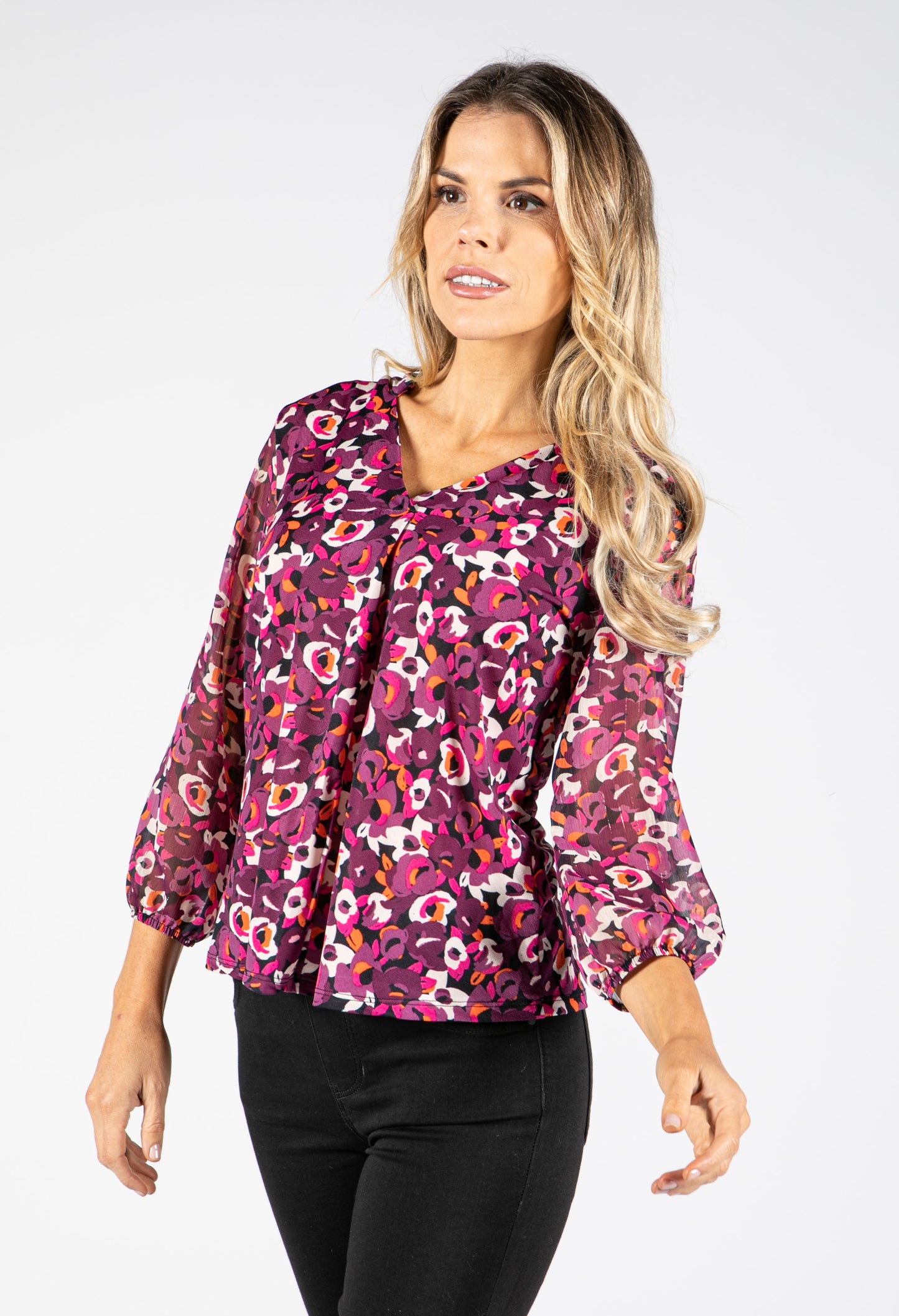Abstract Floral Print Top