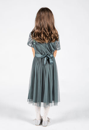 Mini Maya Stripe Embellished Midi Dress With Bow