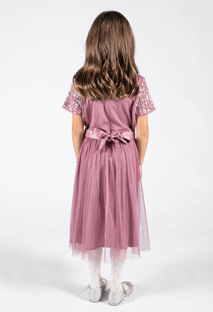 Mini Maya Stripe Embellished Midi Dress With Bow