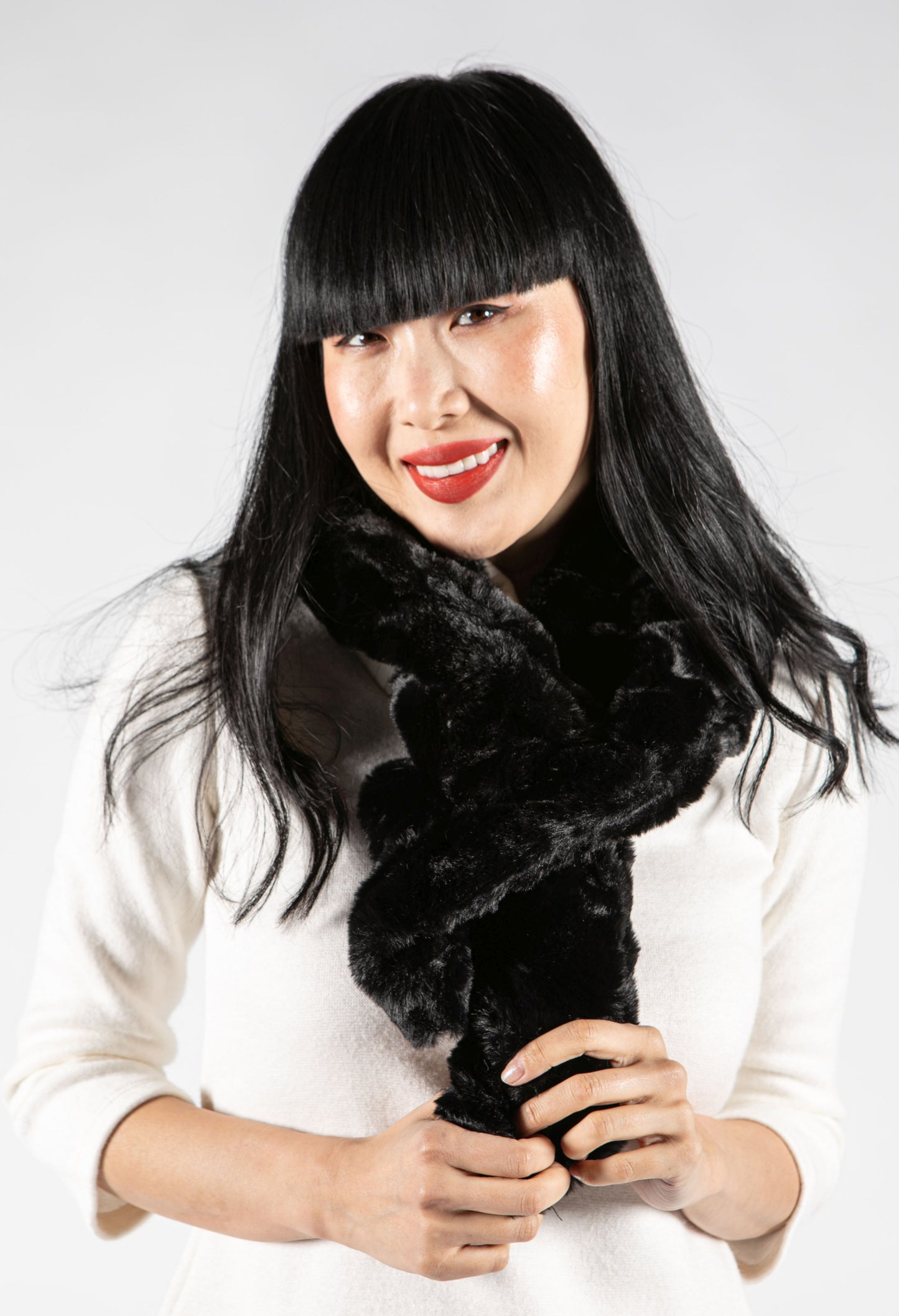 Faux Fur Gathered Look Scarf