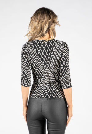 Geometric Print V Neckline Top