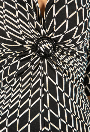 Geometric Print V Neckline Top