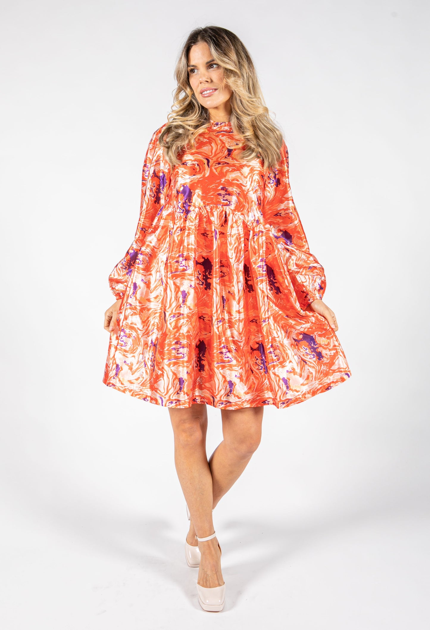 Orange Marble Swirl Dress
