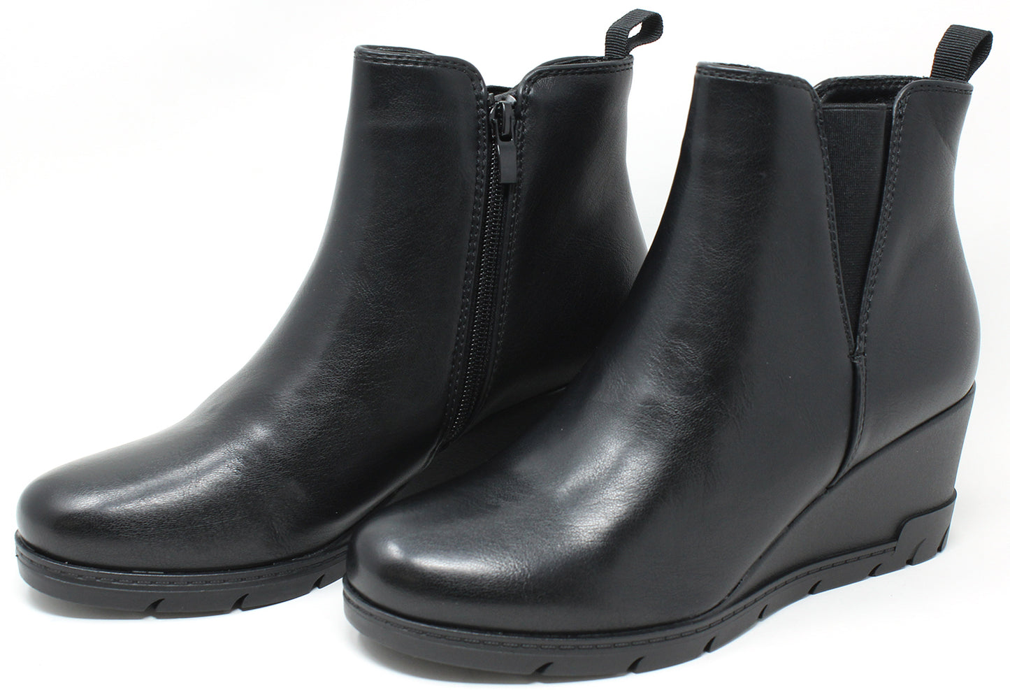 Faux Leather Wedged Boots
