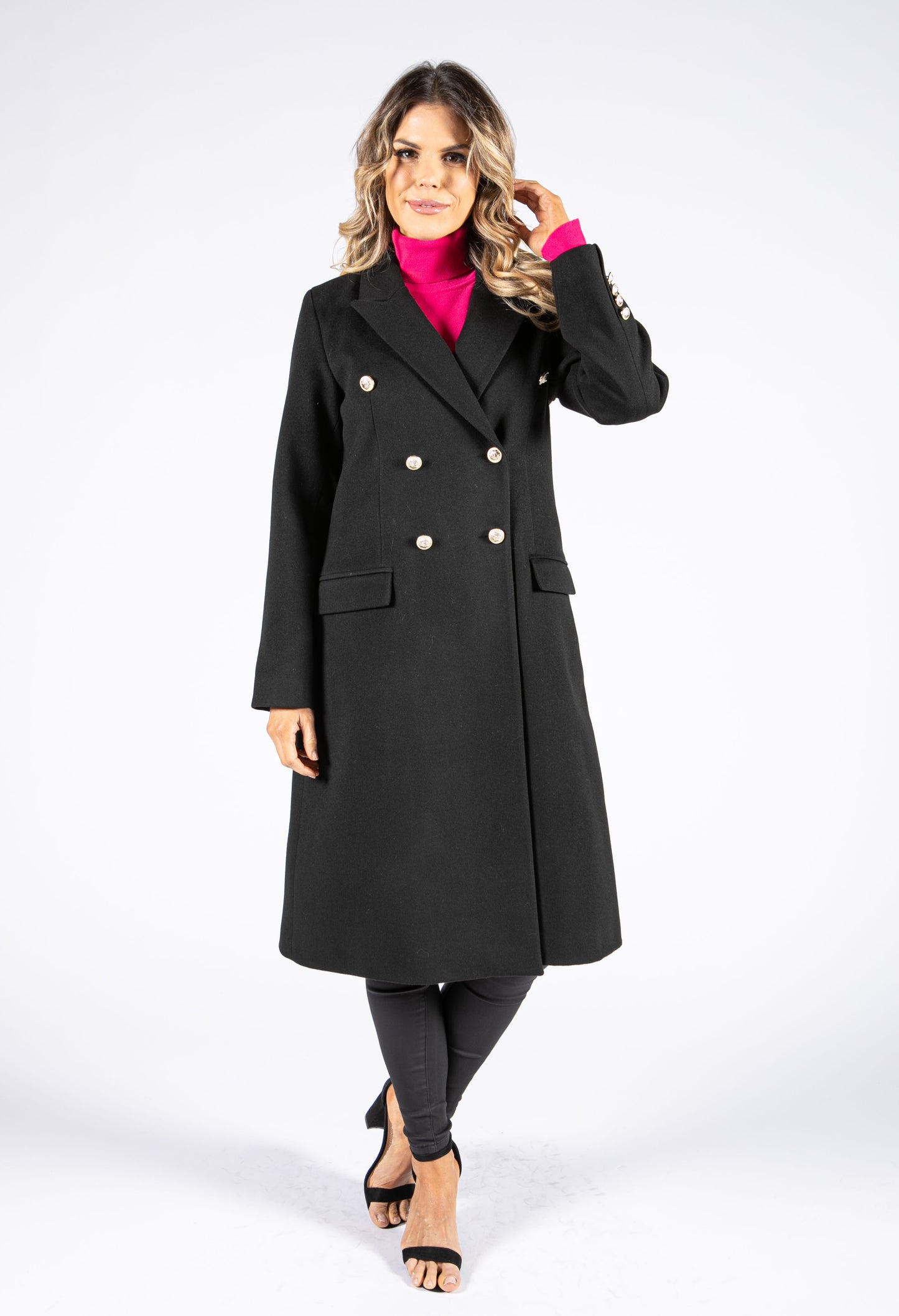 Double Breasted Cashmere Touch Longline Coat
