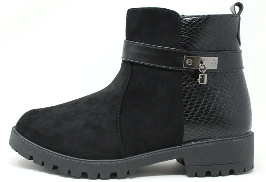 Suedette Snake Panel Ankle Boot
