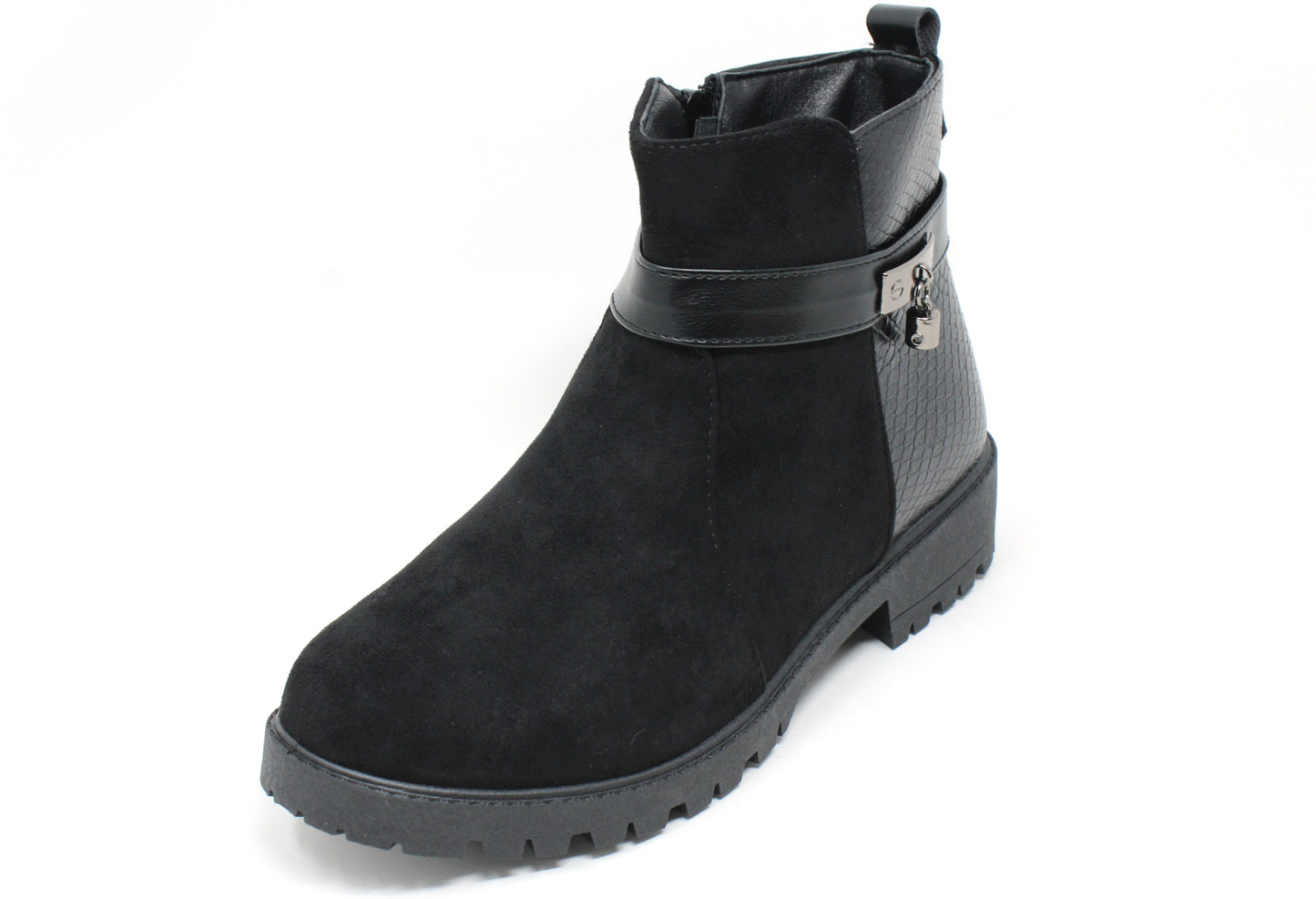 Suedette Snake Panel Ankle Boot