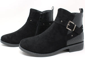 Snake Panel Studded Ankle Boot, view 3 – Pamela Scott