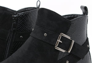 Snake Panel Studded Ankle Boot, view 4 – Pamela Scott