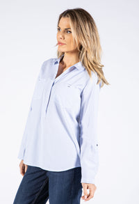 Striped Front Pocket Blouse