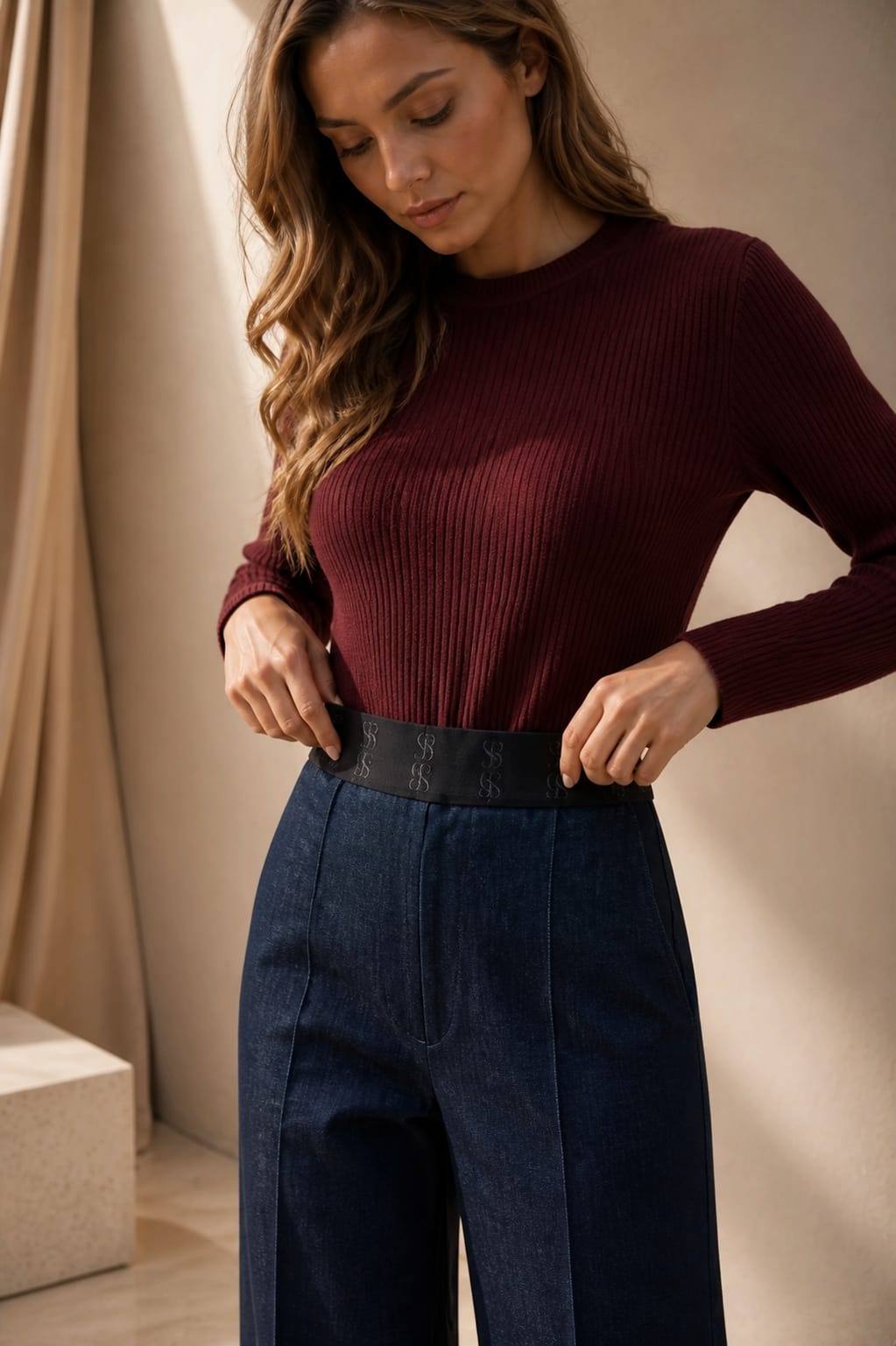 Sloane Dark Denim Wide Leg Trousers