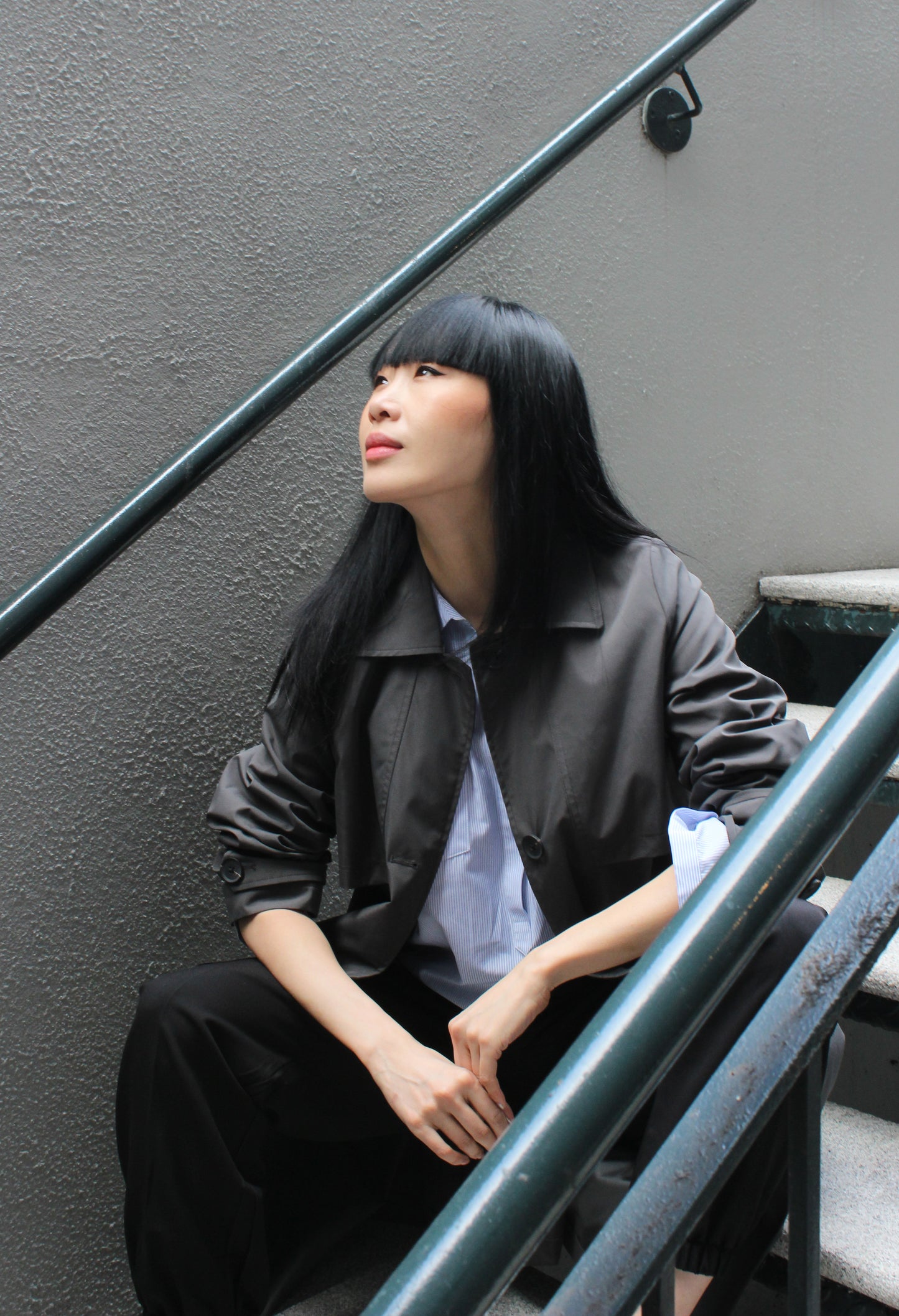 Striped Front Pocket Blouse