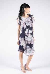 Large Floral Print Tiered Dress