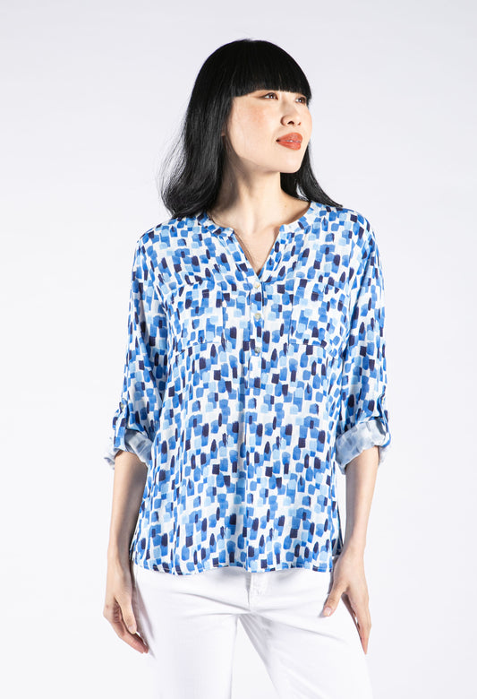 Abstract Square Print Blouse