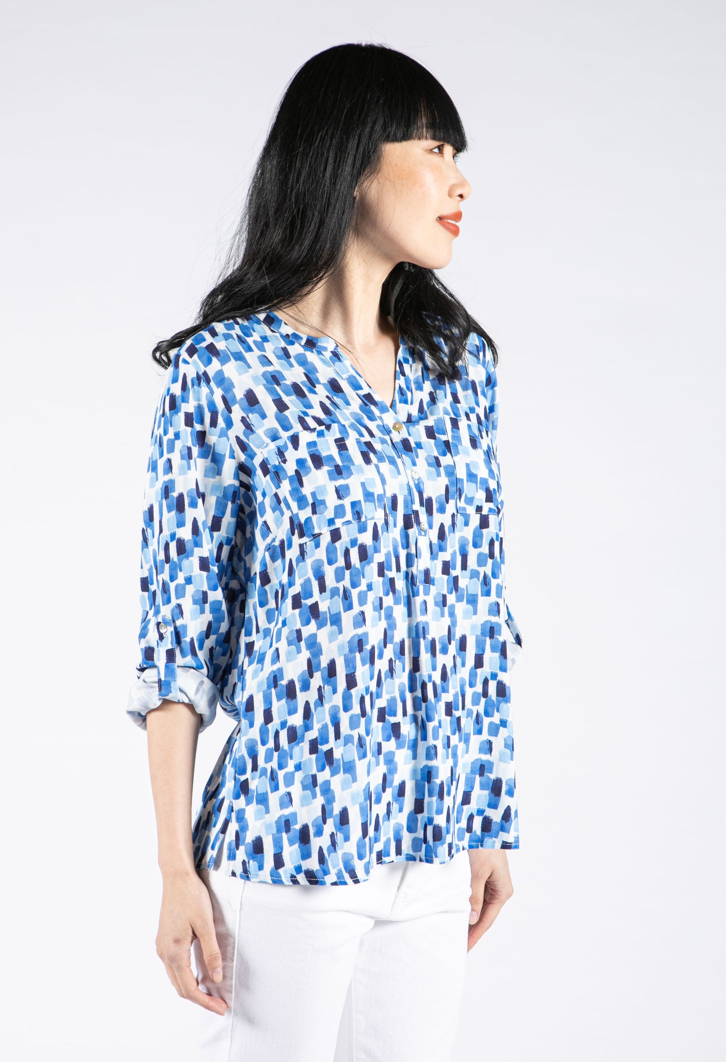 Abstract Square Print Blouse