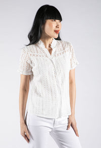 Cut Out Detailing Short Sleeve Blouse