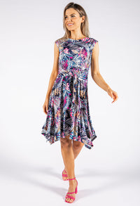Tropical Print Belted Dress