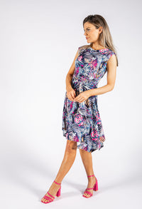 Tropical Print Belted Dress