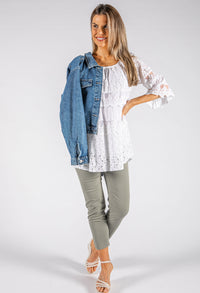 Layered Hem Floral Lace Top