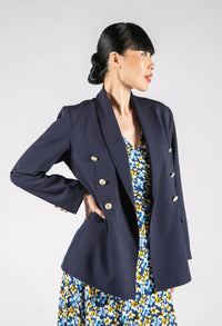 Gold Button Double Breasted Blazer