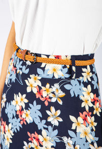 Tropical Flower Print Skirt