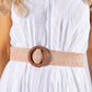 Woven Belt with Wooden Look Buckle