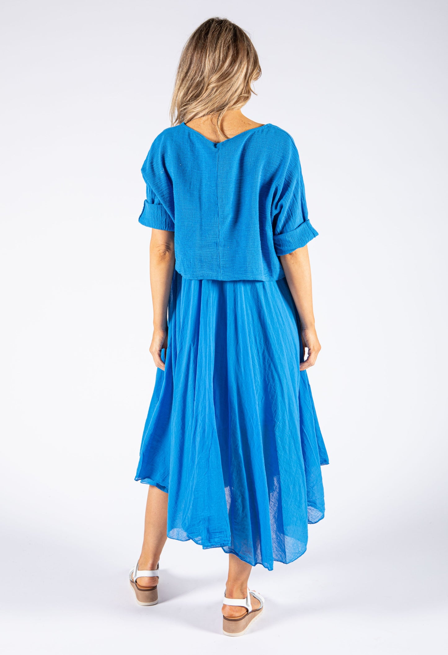 Two Piece Cotton Voile Dress with Linen Look Pullover