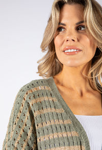 Lurex Knit Detailing Longline Cardigan