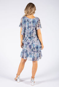 Floral Ribbed Lurex Tiered Dress