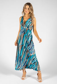 Wave Print Maxi Dress