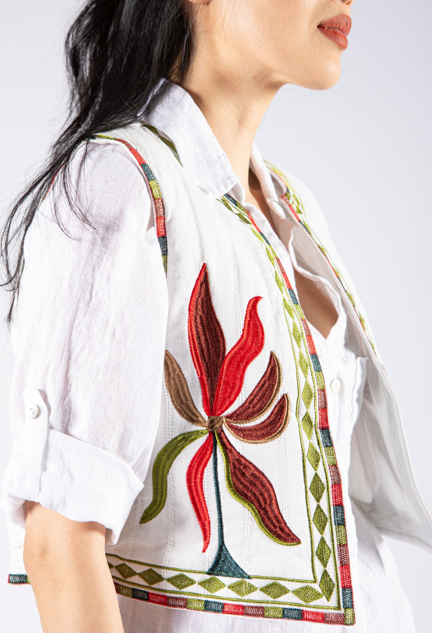 Flower Design Boho Style Waistcoat