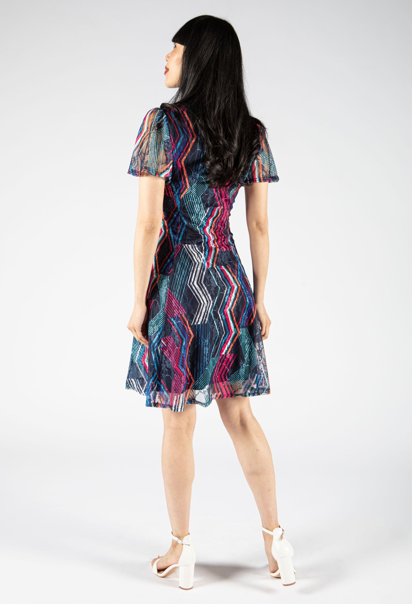 Zigzag Lace Print Dress