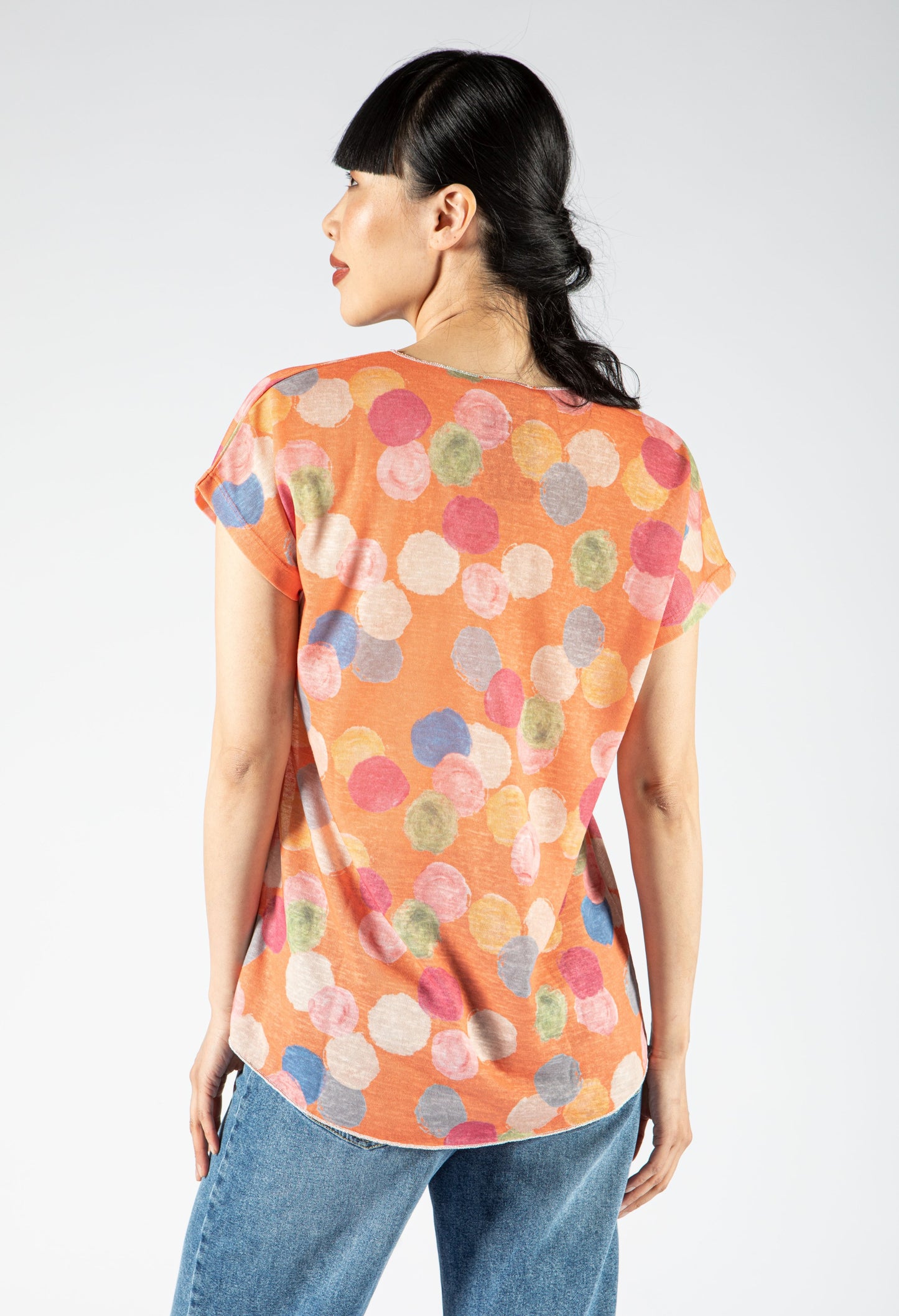 Abstract Spotted Soft V Neckline Top