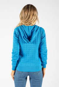 Cable Knit Hooded Zip Up