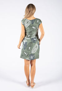Leaf Print Linen Dress