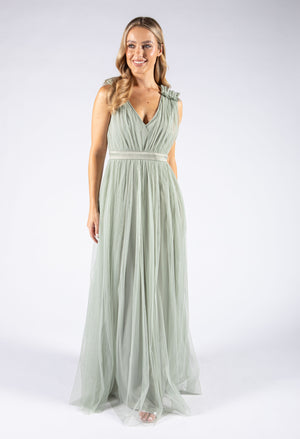 Maxi Dress With Ruffle Shoulder Detail