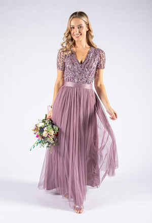 Embellished Maxi Dress With Sash Belt