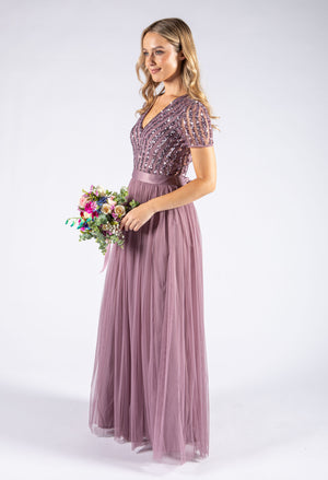 Embellished Maxi Dress With Sash Belt