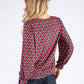 Geometric Print V Neckline Blouse