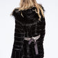 Leo Print Faux Fur Trim Reversible Coat