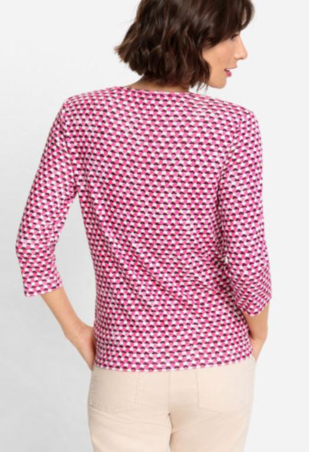 Abstract Print 3/4 Sleeve Top