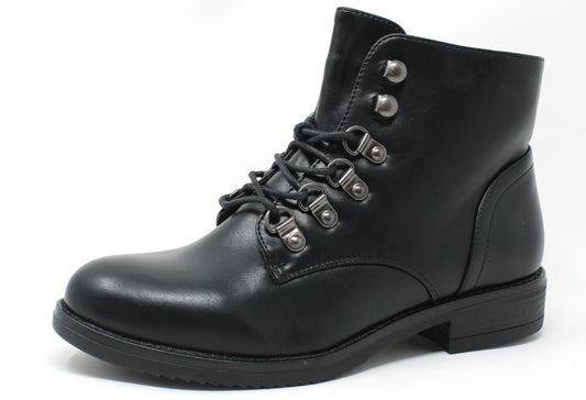 Faux Leather Lace Up Ankle Boot