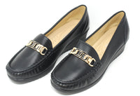 Wedge Loafer with Tone Buckle