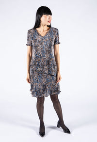 Plisse Pleat Fleck Pattern Dress