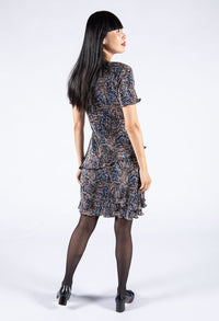 Plisse Pleat Fleck Pattern Dress