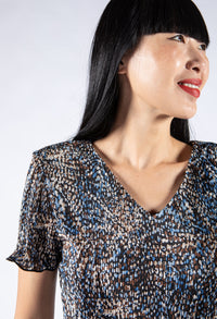 Plisse Pleat Fleck Pattern Dress