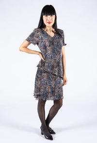 Plisse Pleat Fleck Pattern Dress